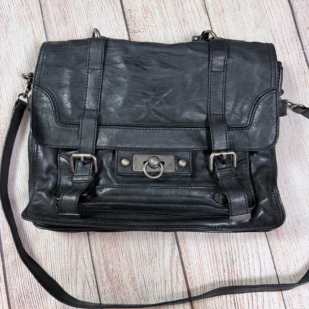 Frye Large Cameron Black Leather Satchel - Picture 2 of 9